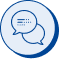 Blue icon of two overlapping speech bubbles, one with lines of text, representing a custom prompt.